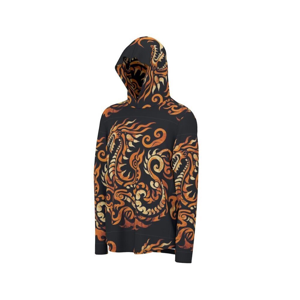Dragon Batik Mens Long Sleeve Shirt Hooded Sports Size XL NWT UV 50+ Thumbhole - Picture 9 of 13